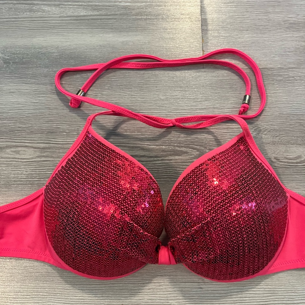 Victoria’s Secret PINK Sequin Pink Bikini Top size medium